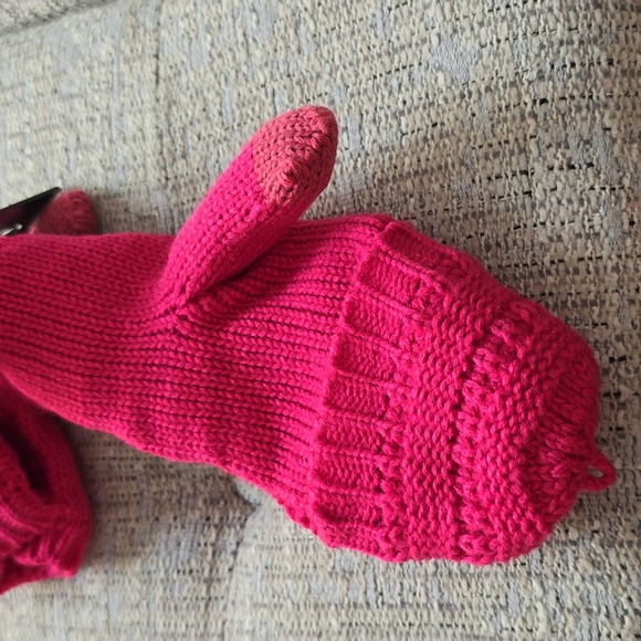 SONOMA BRAND WOMEN'S PINK COLD WEATHER ACCESS "LADDER STITCH" FLIP TOP MITTENS - Picture 5 of 11